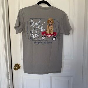 Simply Southern Gray Dog Tee - Land of the Free